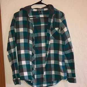 Empyre White/Gray/Blue/Green Flannel w/ Gray Hood